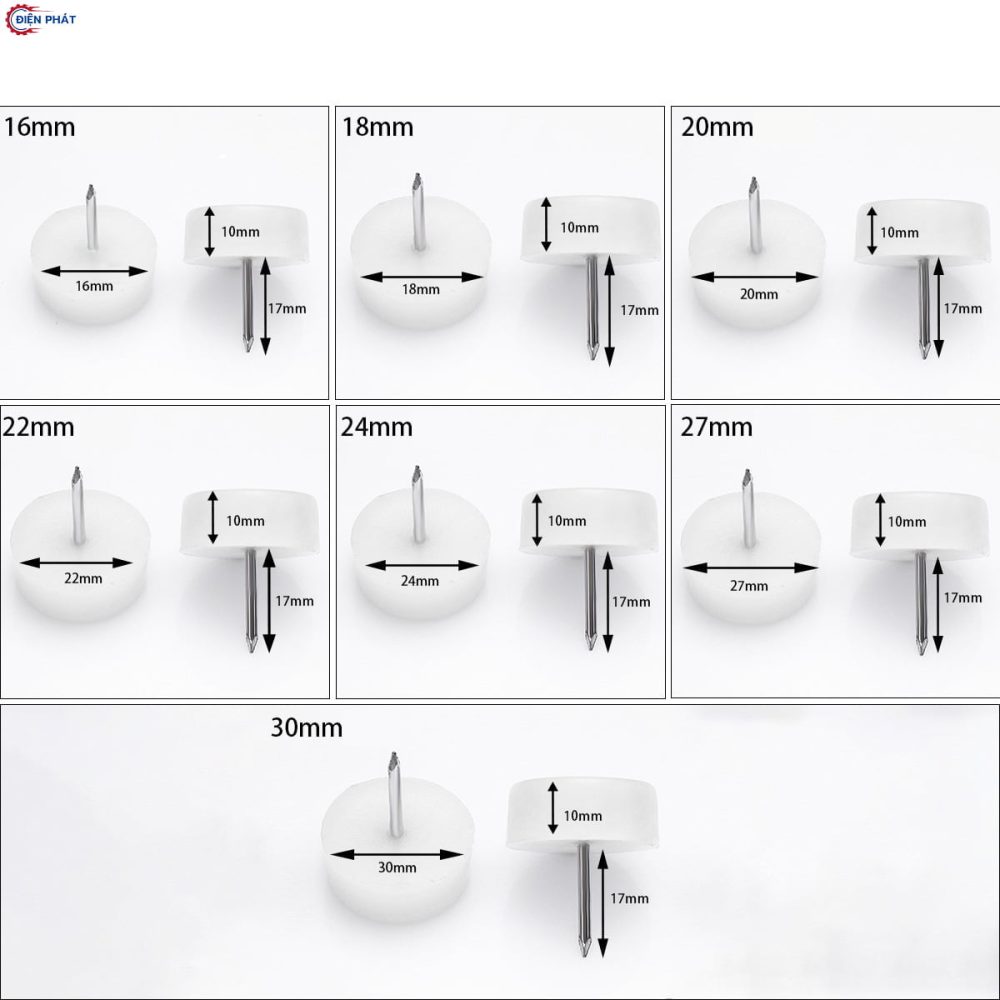 Đinh đế nhựa trắng