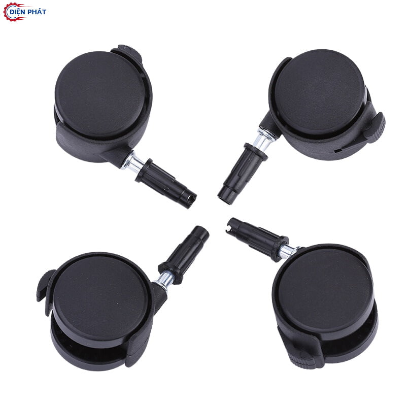 Bánh xe nhựa đen có nắp chụp