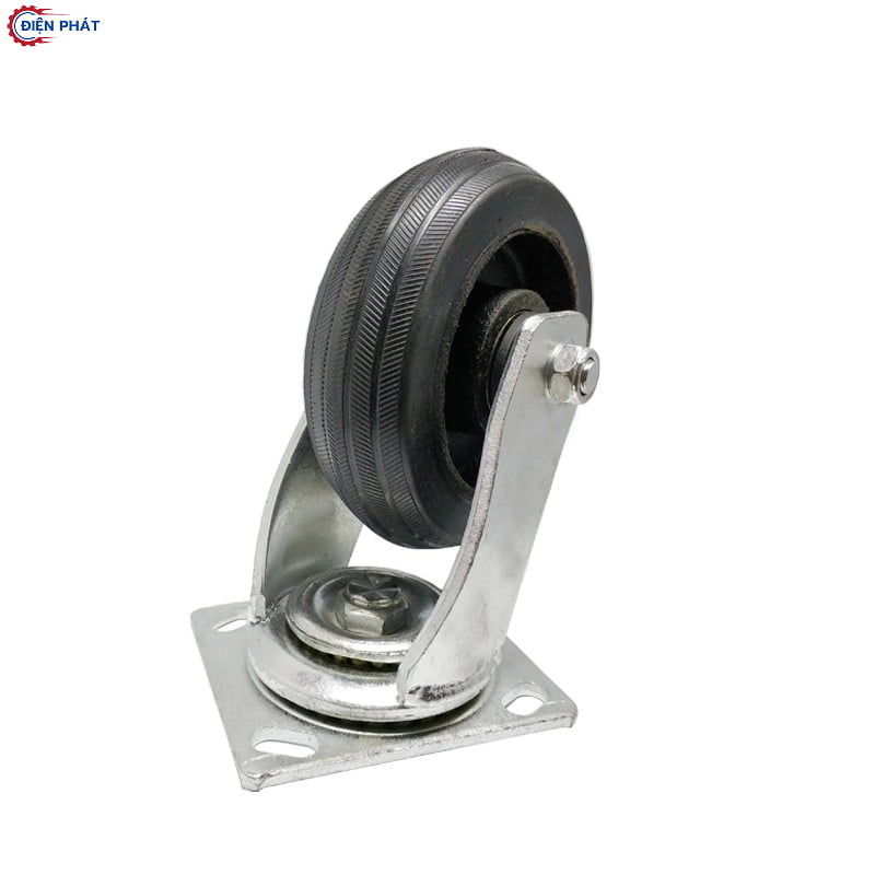 Bánh xe cao su đen đặc xoay