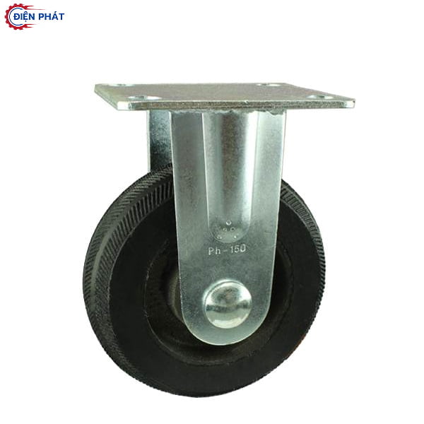 Bánh xe cao su đen đặc cố định