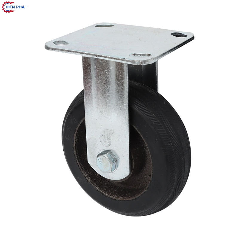 Bánh xe cao su đen đặc cố định