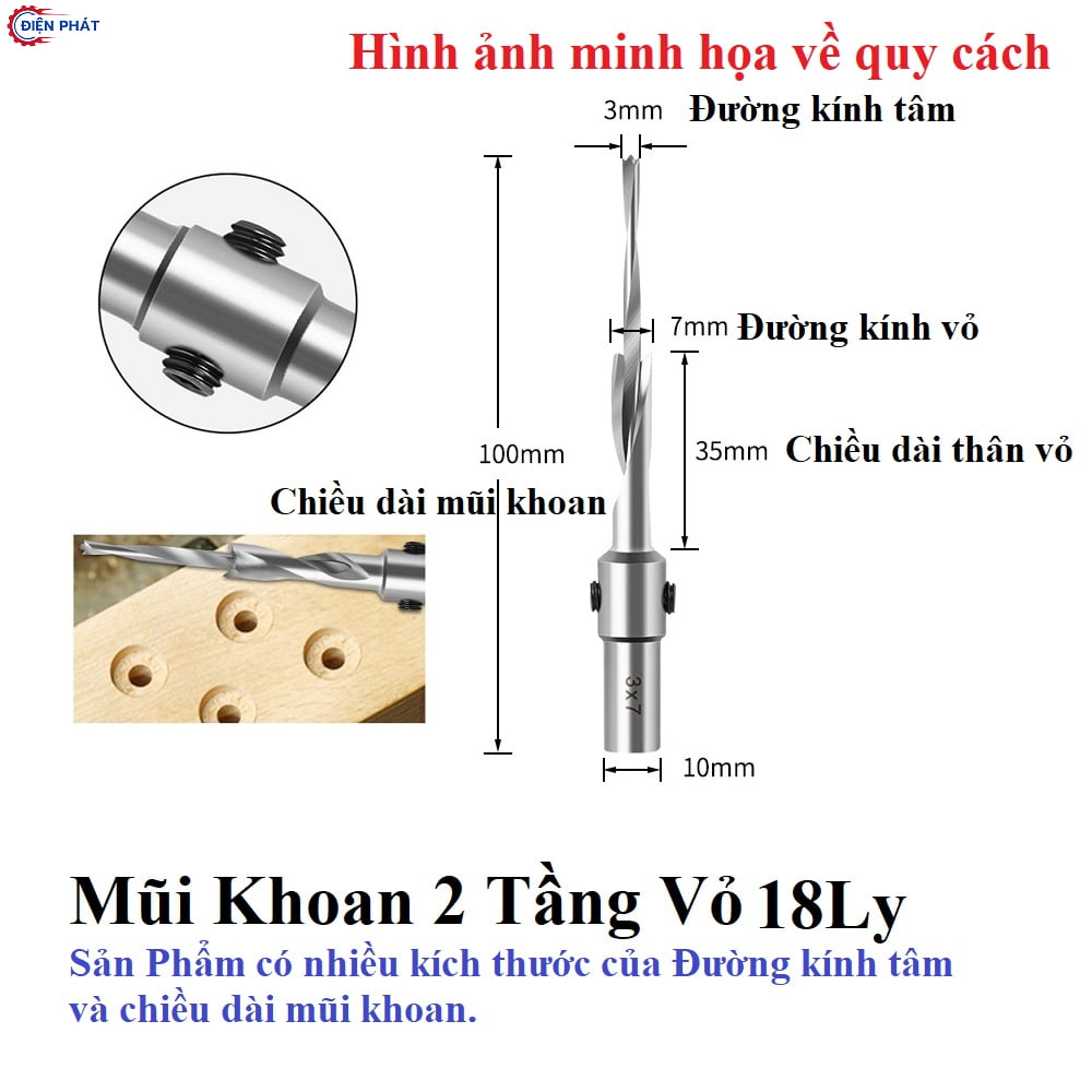 Mũi Khoan 2 Tầng Vỏ 18ly