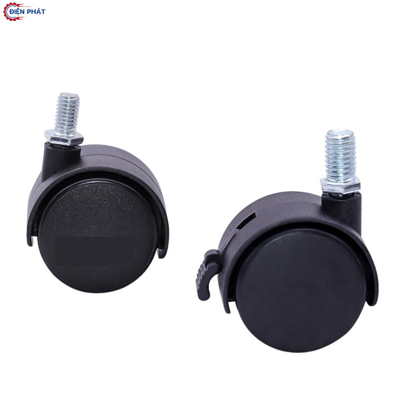 Bánh xe nhựa đen đầu ren