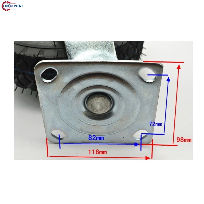 Bánh Xe Đẩy Hàng Cao Su Đen Xanh 200mm Xoay, Cố Định - Ảnh 4